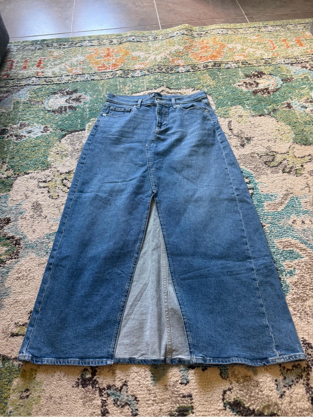 GAP Denim Maxi Skirt Women’s Size 6 Blue High Rise Front Slit A-Line Jean Skirt - Picture 3 of 8